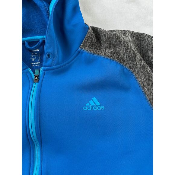 Men's Adidas Zip Up Jacket with Hood, Size Large, Blue/Gray Athletic, Fall - Picture 2 of 8